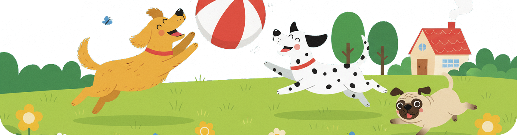 Собачки играют с мячиком